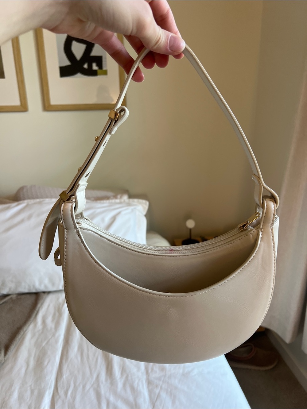 Abercrombie & Fitch Cream Crescent Shoulder Bag